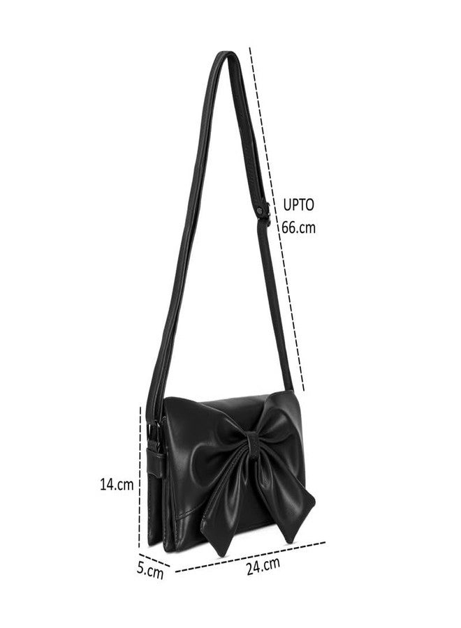 كاتشي حقيبة كتف نسائية من الجلد الصناعي الأسود بسحاب جذاب - Image 3